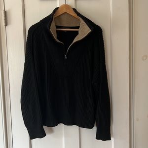 Italian wool cashmere zip mock-neck